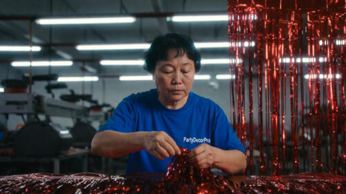 red fringe curtain Manufacturing Process 
