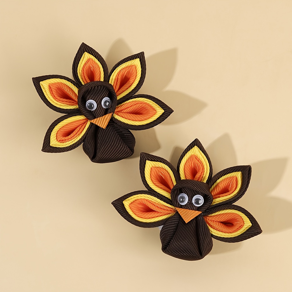 Custom Hair Accessories Supplier - Thanksgiving Turkey Hair Clips Set