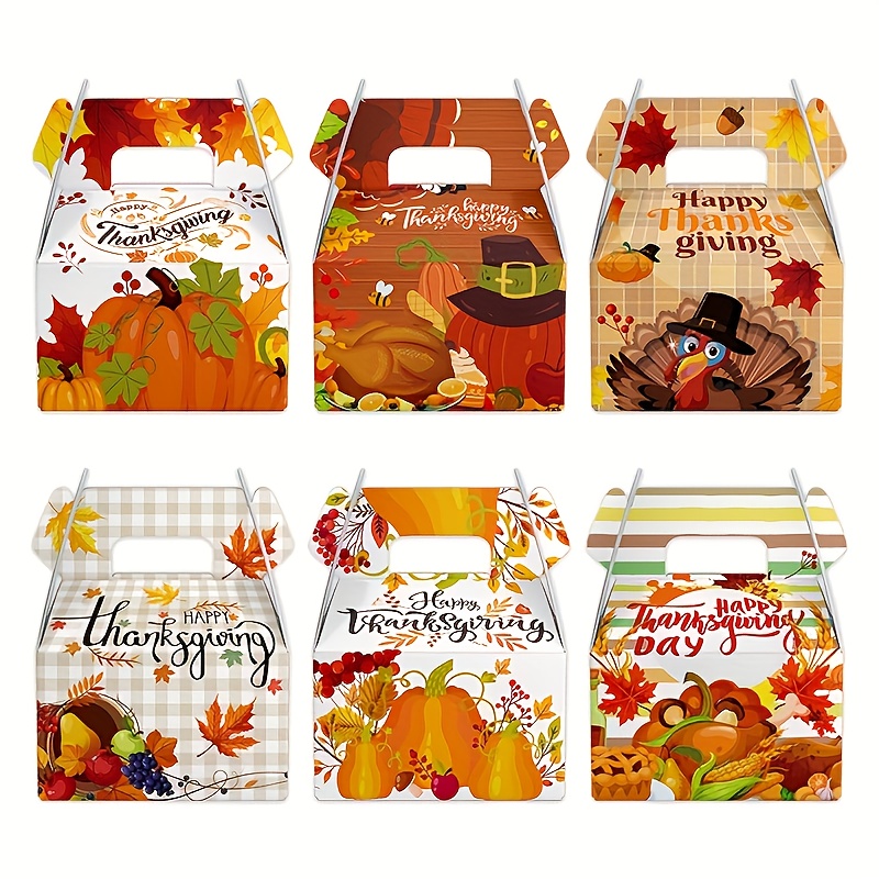 Custom Party Treat Boxes - Thanksgiving Favor Boxes with Handles