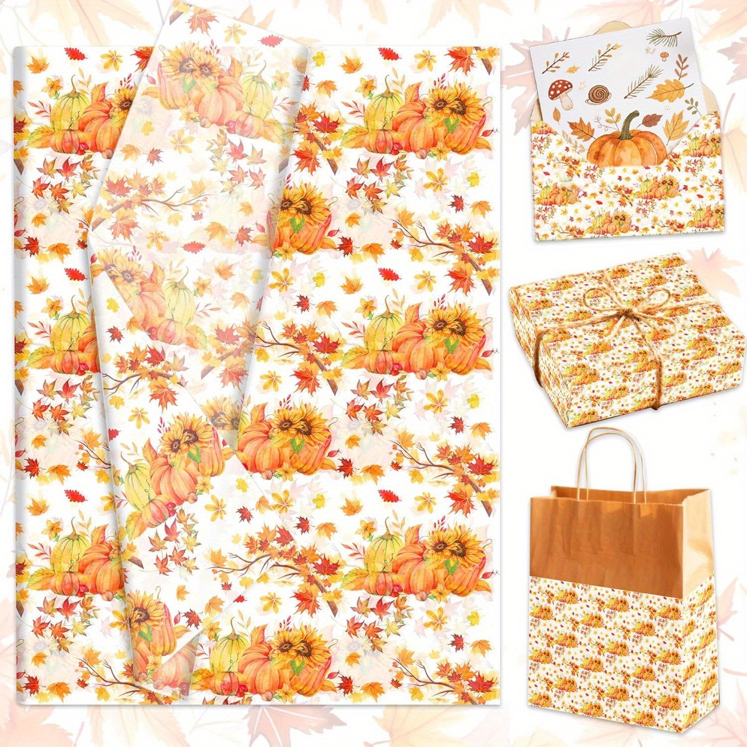 Custom Wrapping Tissue Paper Manufacturer - Fall Pumpkin Thanksgiving Tissue Paper