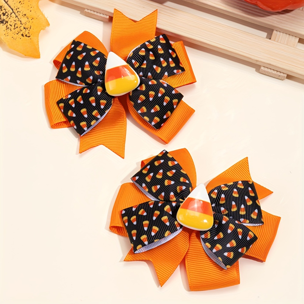 Wholesale Hair Clips Manufacturer - Thanksgiving Candy Corn Bow Clips