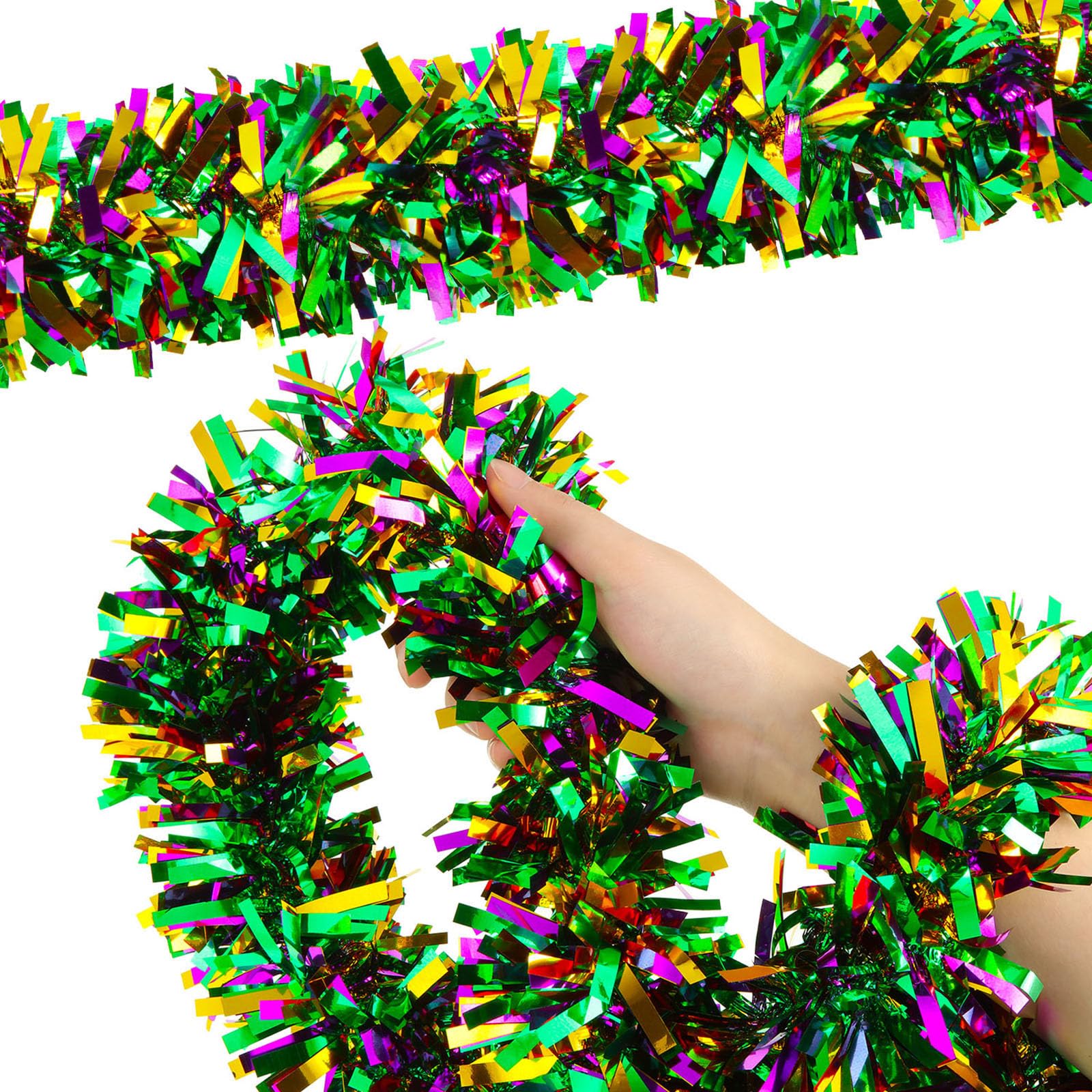 Tinsel Garland Wholesale - Metallic Shiny Mardi Gras Tinsel Garland