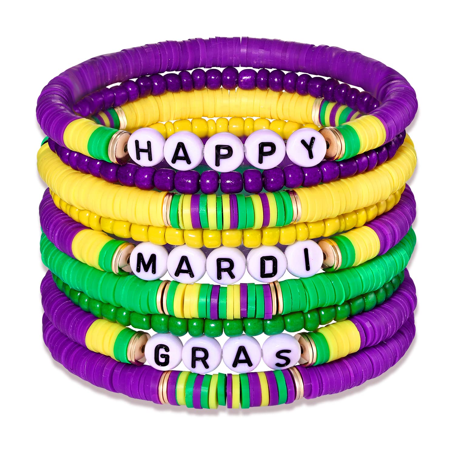 Custom Bead Bracelets Manufacturer - Mardi Gras Stackable Beaded Jewelry