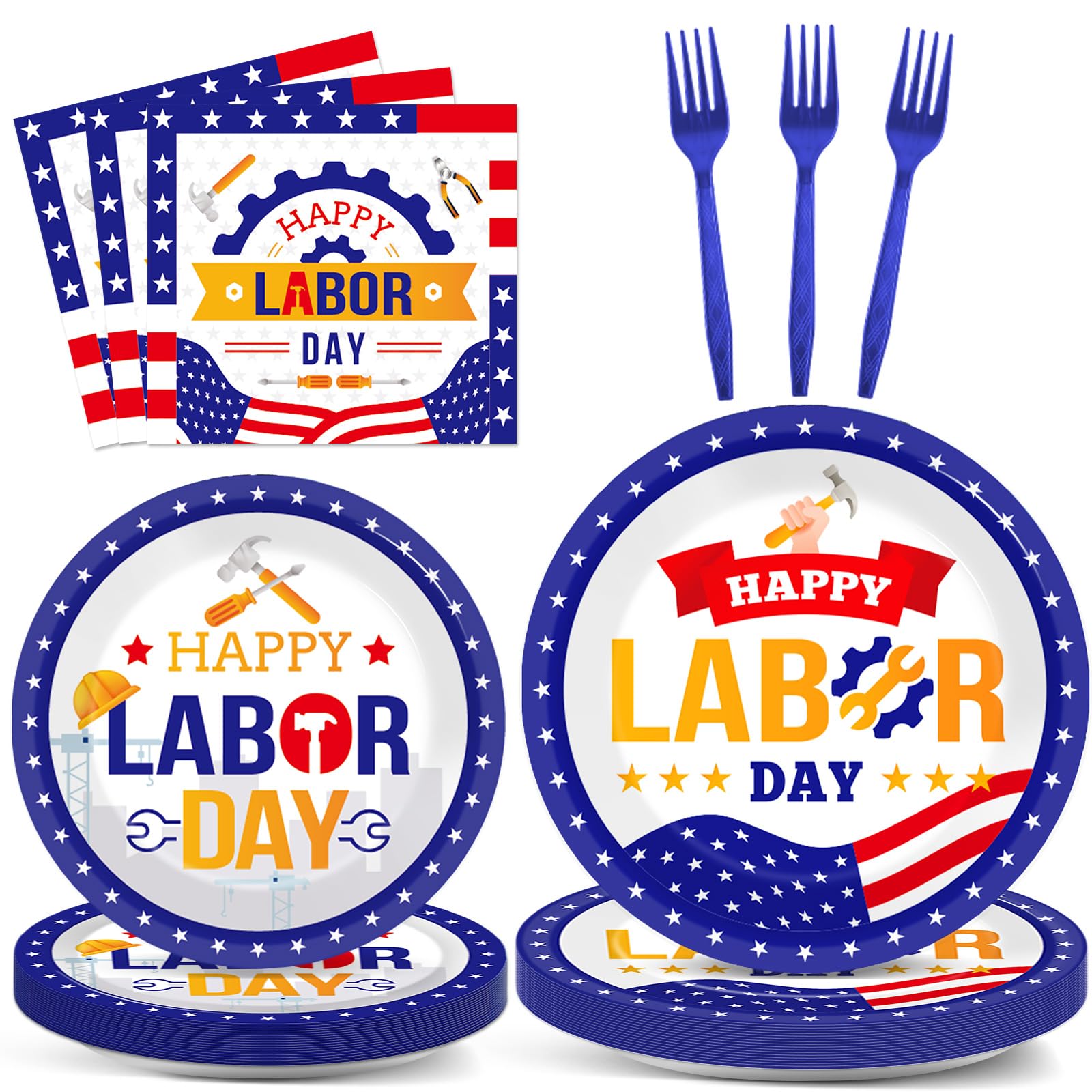 Custom Disposable Tableware Manufacturer - Patriotic Labor Day Party Plates Set