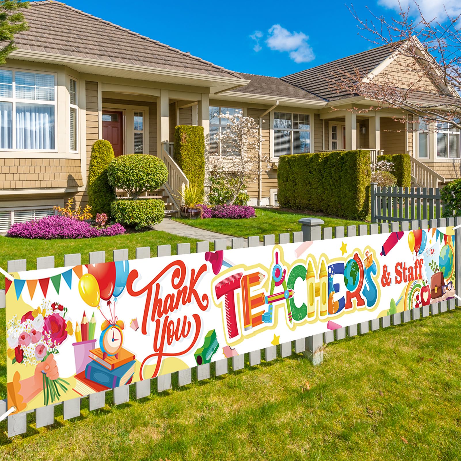 Custom Yard Banner Manufacturer - Thank You Teachers Appreciation Week Fence Banner