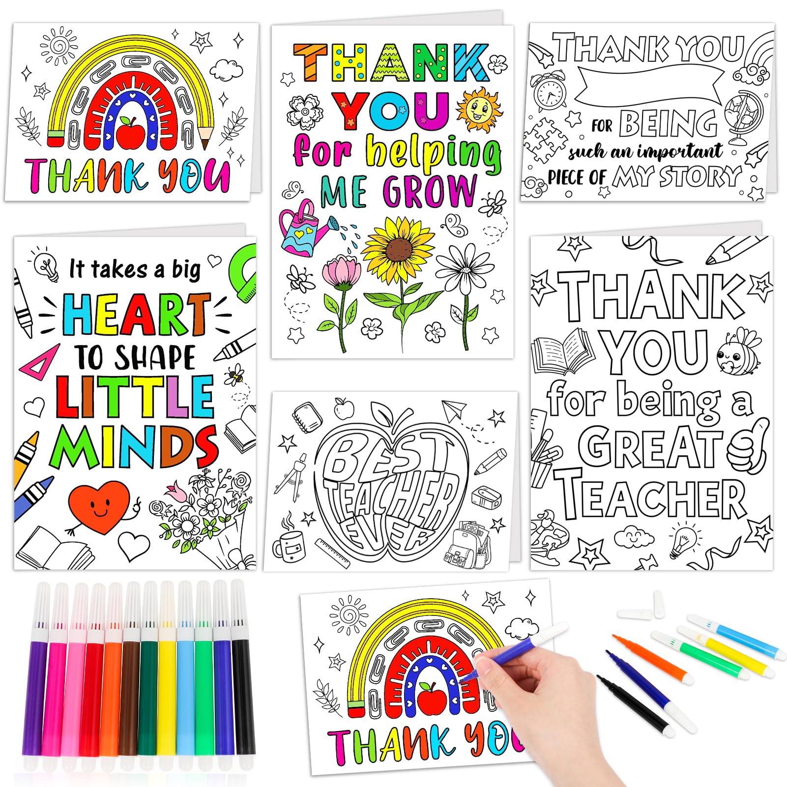 Custom Greeting Cards Manufacturer - Teacher Appreciation Coloring Thank You Cards