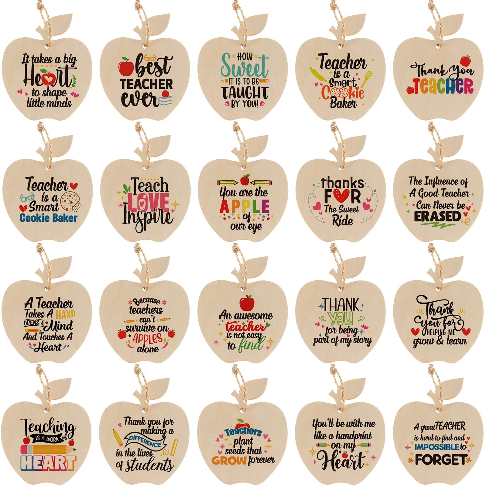 Custom Wooden Ornaments Manufacturer - Teacher Appreciation Apple Christmas Gifts