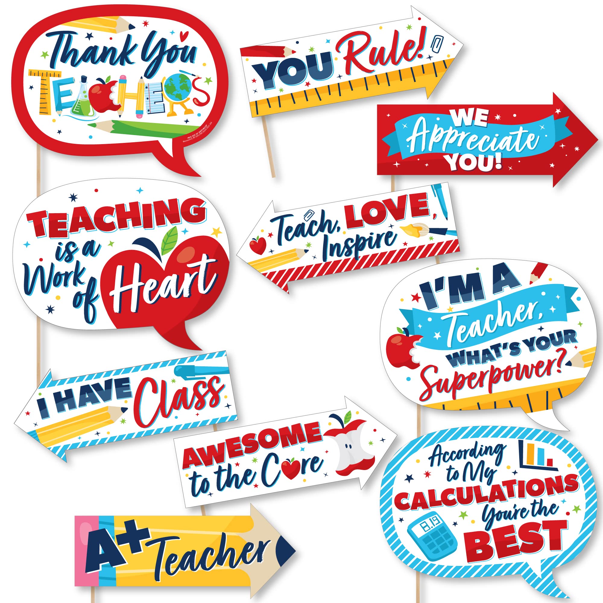 Photo Booth Props Supplier - Funny Teacher Appreciation Photo Props Kit