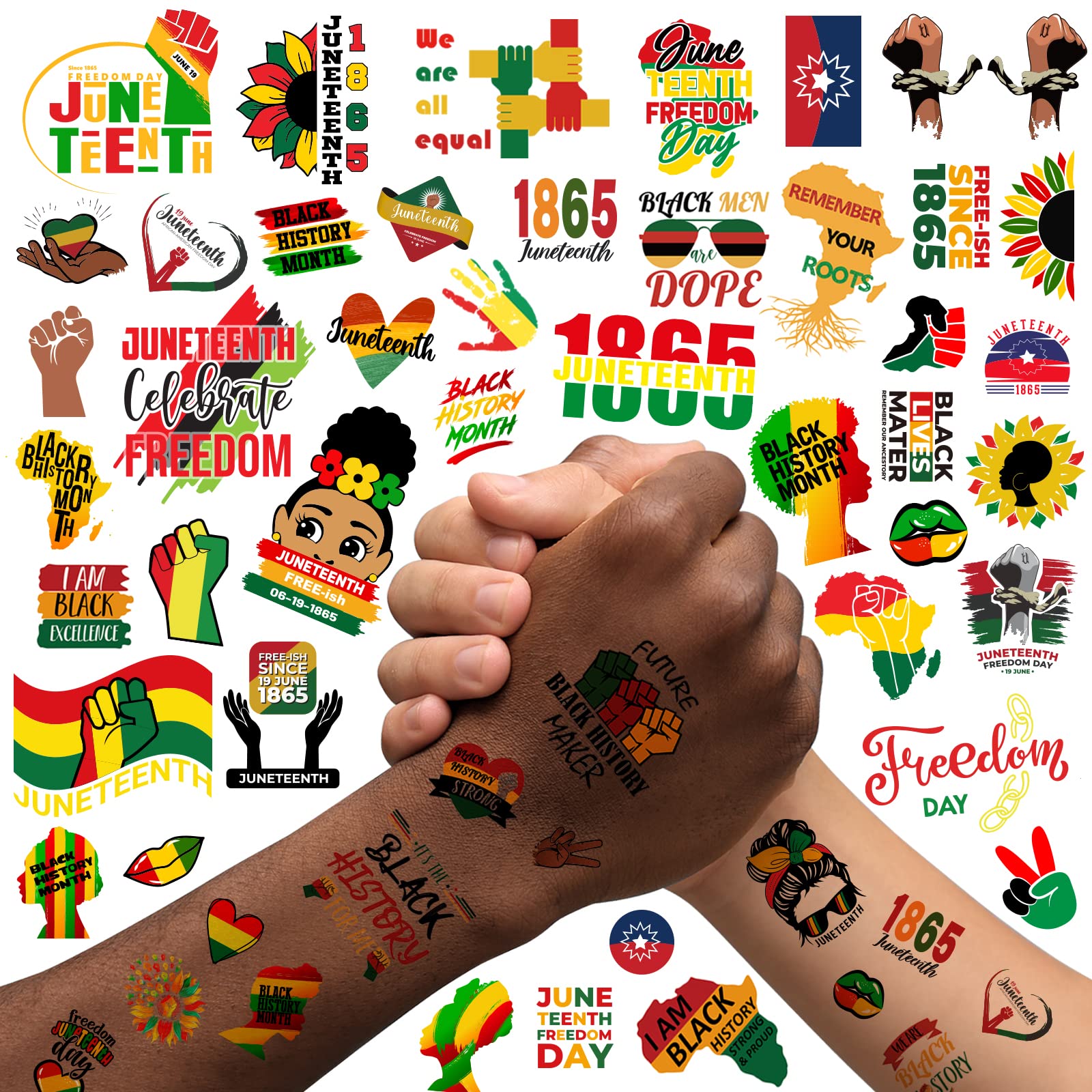 Custom Temporary Tattoos Manufacturer - Juneteenth Freedom Celebration Stickers