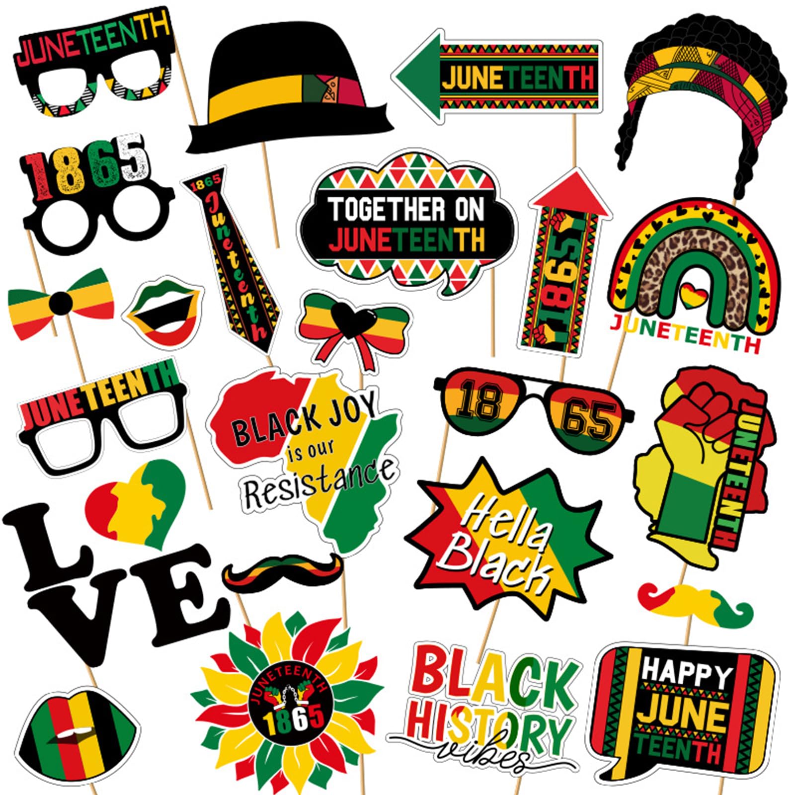 Wholesale Photo Booth Props - Vibrant Juneteenth Celebration Set