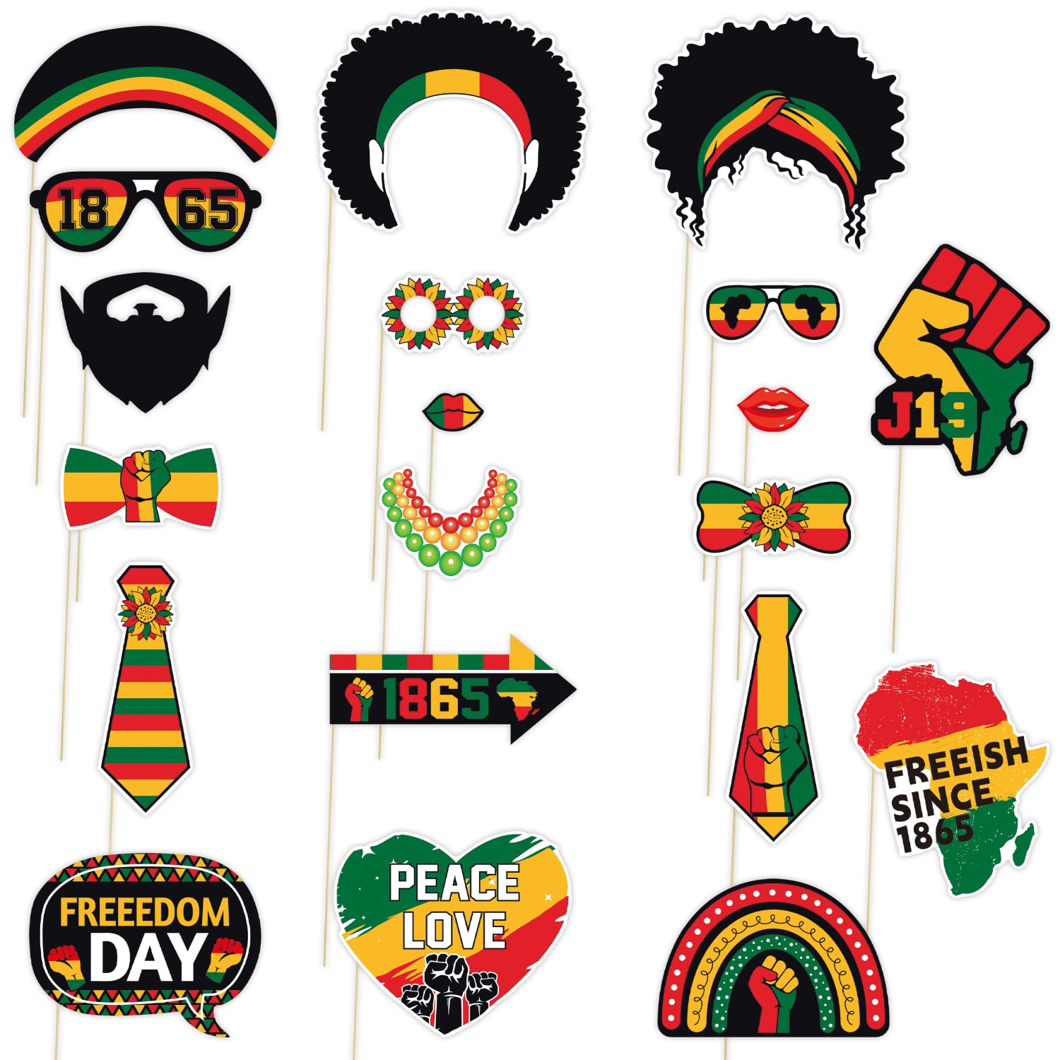 Custom Photo Booth Props - Juneteenth Freedom Day Party Accessories