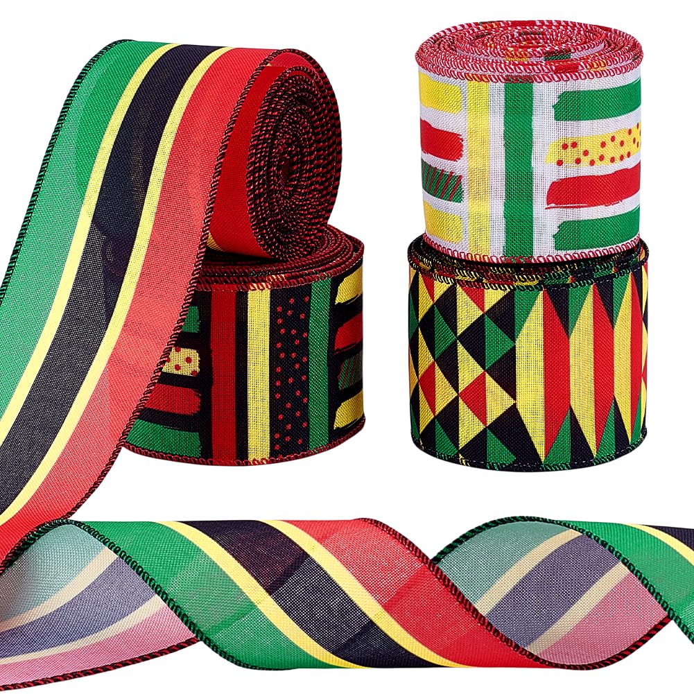Wired Ribbon Wholesale - Kwanzaa Wired Ribbon Juneteenth Ribbon Decorative Bows