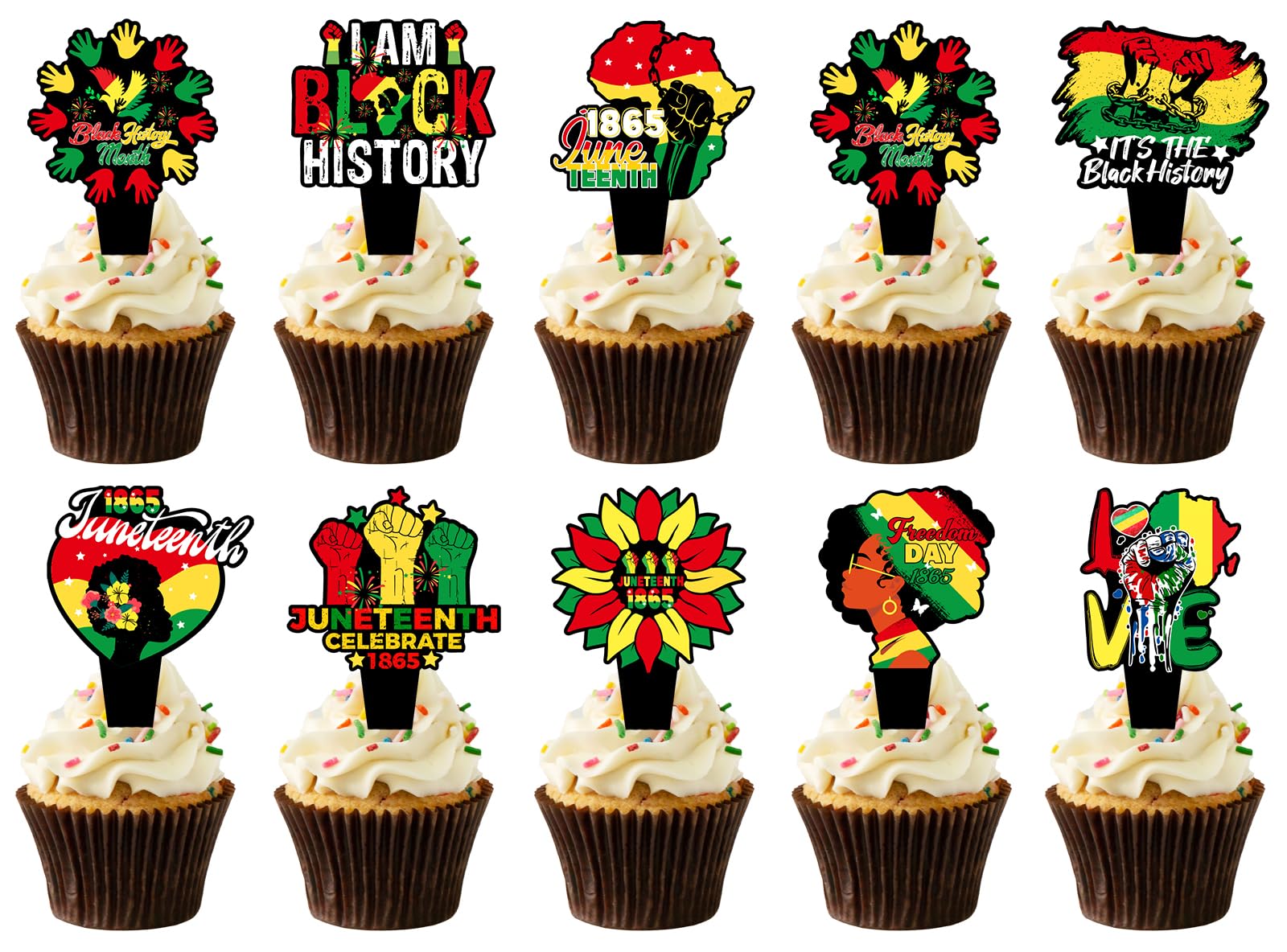 Cupcake Toppers Wholesale Supplier - Vibrant Juneteenth Freedom Celebration Picks