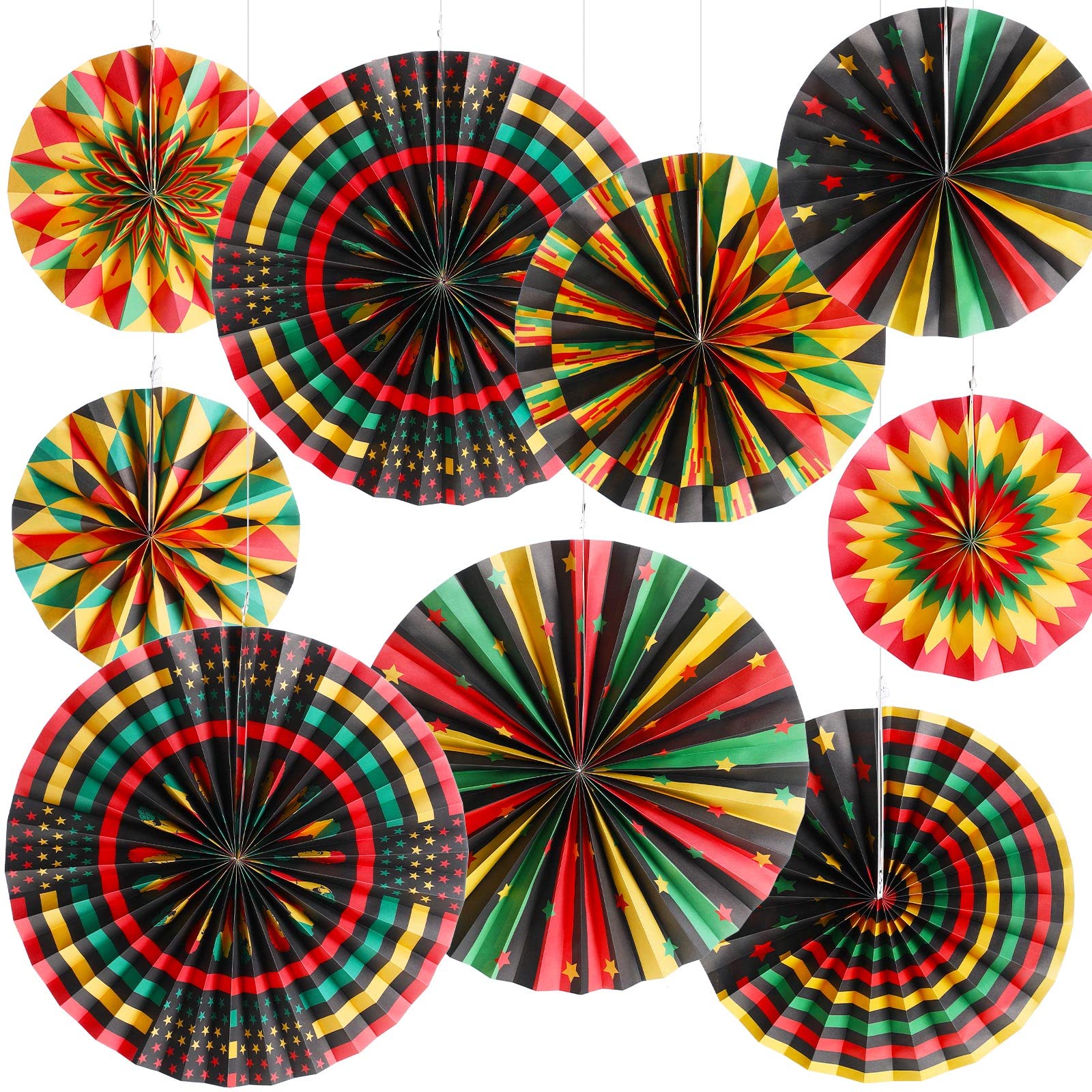Custom Paper Fans Supplier - Kente Hanging Fans for Juneteenth & Black History Month