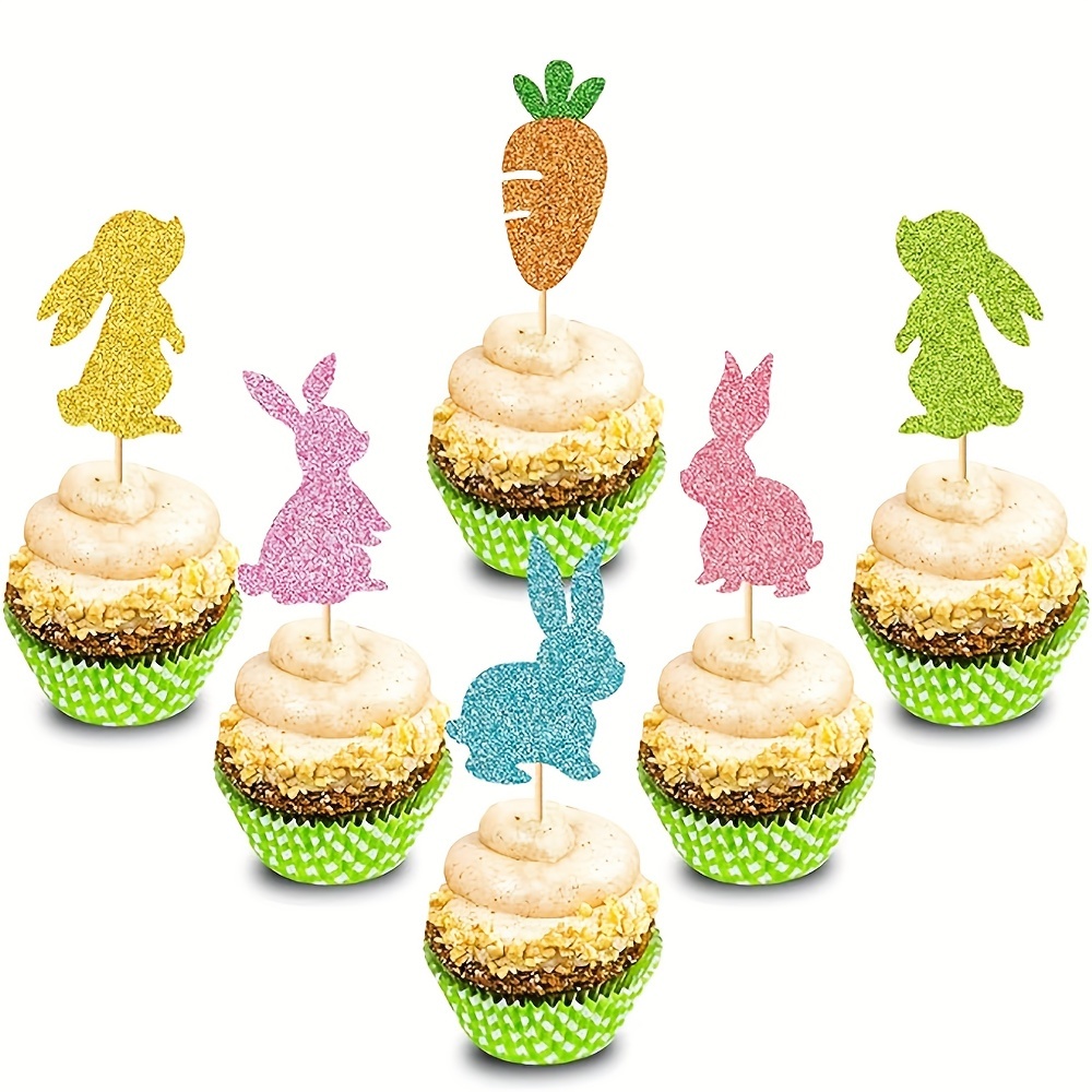 Cake Topper Manufacturer - Glitter Easter Bunny Cake Toppers with Carrot