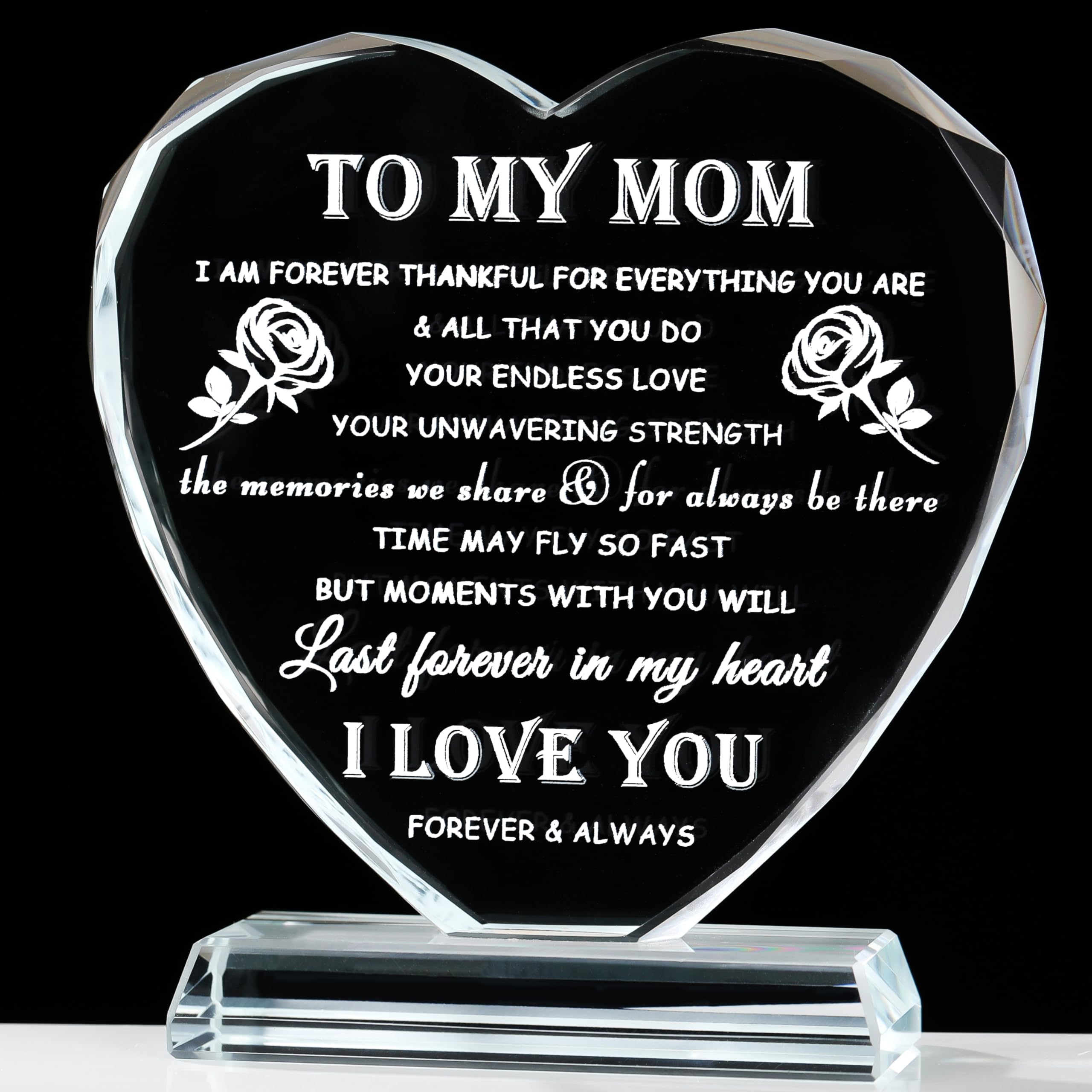 Crystal Keepsake Wholesale - Heart-Shaped Engraved Plaque Gift for Mom