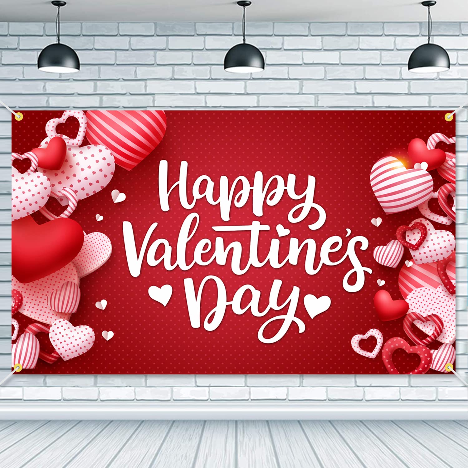 Custom Backdrop Manufacturer - Valentine's Day Heart Pattern Photo Booth Banner