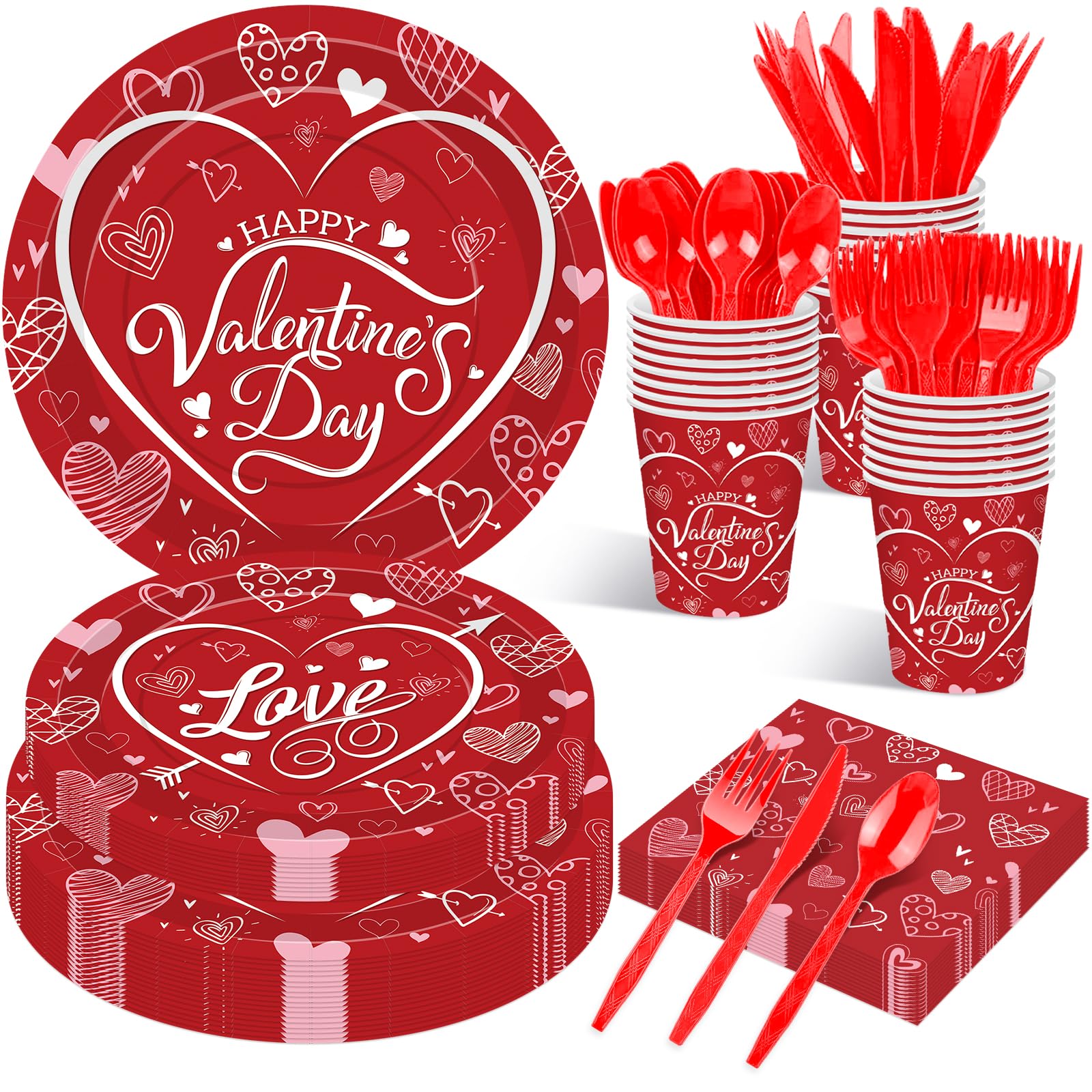 Disposable Tableware Wholesale - Valentine's Day Heart Themed Party Set