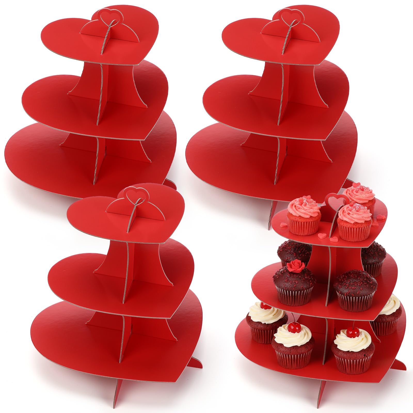 Cupcake Stand Supplier - Heart Shaped 3-Tier for Valentines Day & Wedding