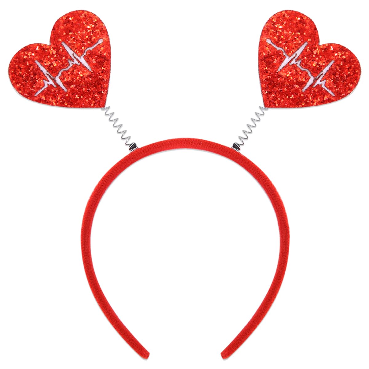 Headband Wholesale - Valentine's Day Red Glitter Heart Spring Headband for Parties