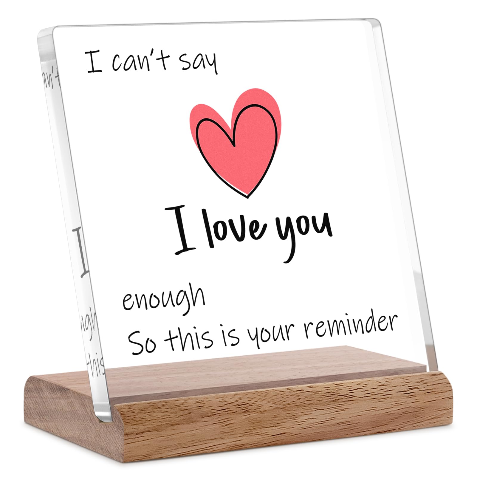 Acrylic Keepsake Wholesale Supplier - Heartfelt I Love You Plaque with Wooden Base