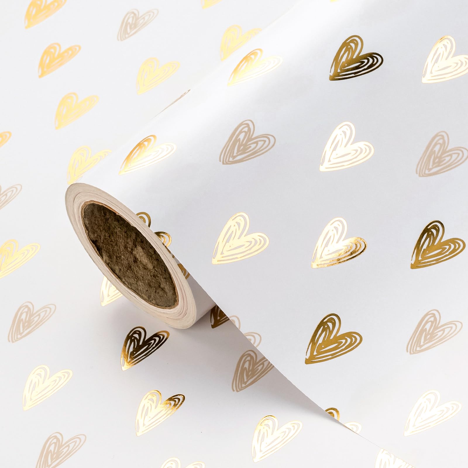 Custom Wrapping Paper Manufacturer - Gold Foil Heart Gift Wrap for Valentines