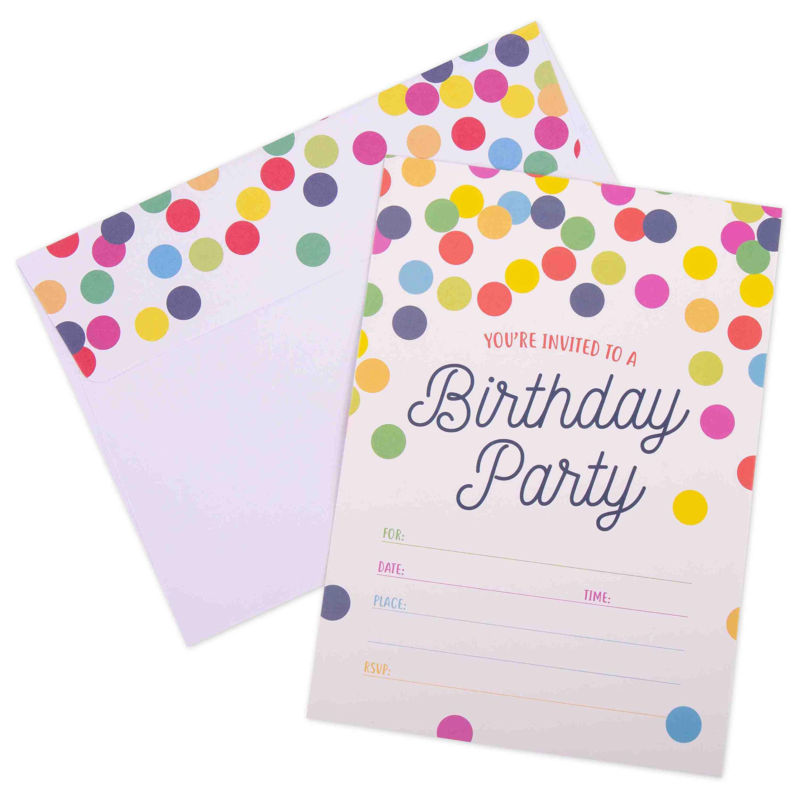 Custom Invitations Supplier - Fill-in Birthday Party Invitations with Envelopes