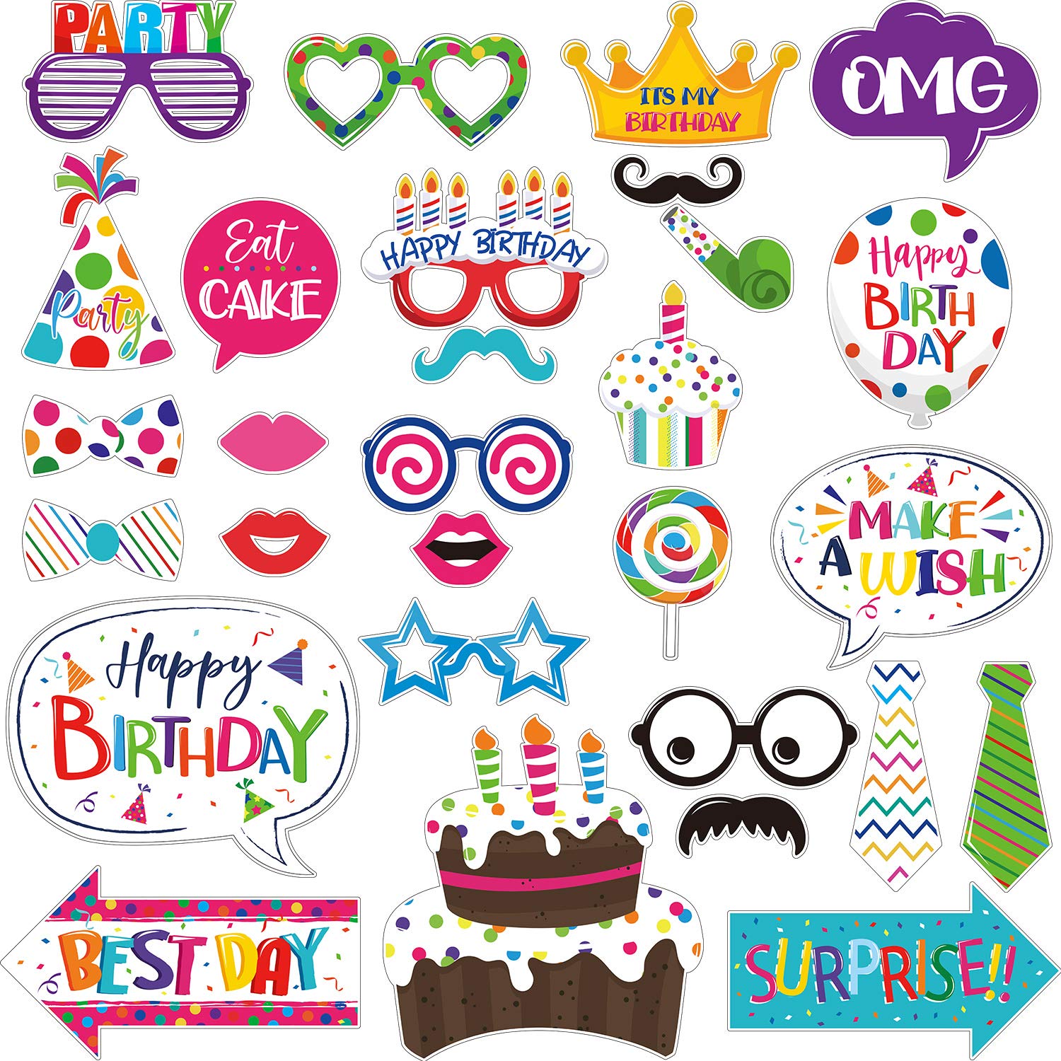 Custom Photo Booth Props Supplier - Fun Birthday Photo Booth Props Kit