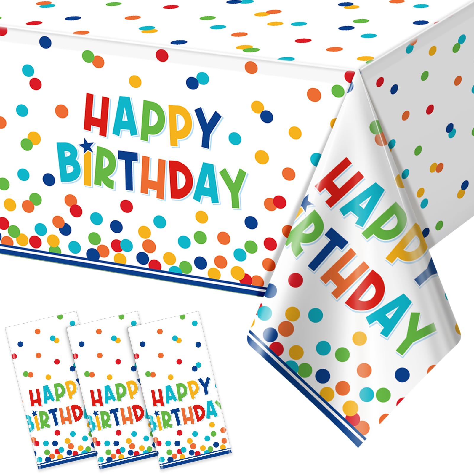 Custom Tablecloth Factory - Happy Birthday Tablecloth with Polka Dots