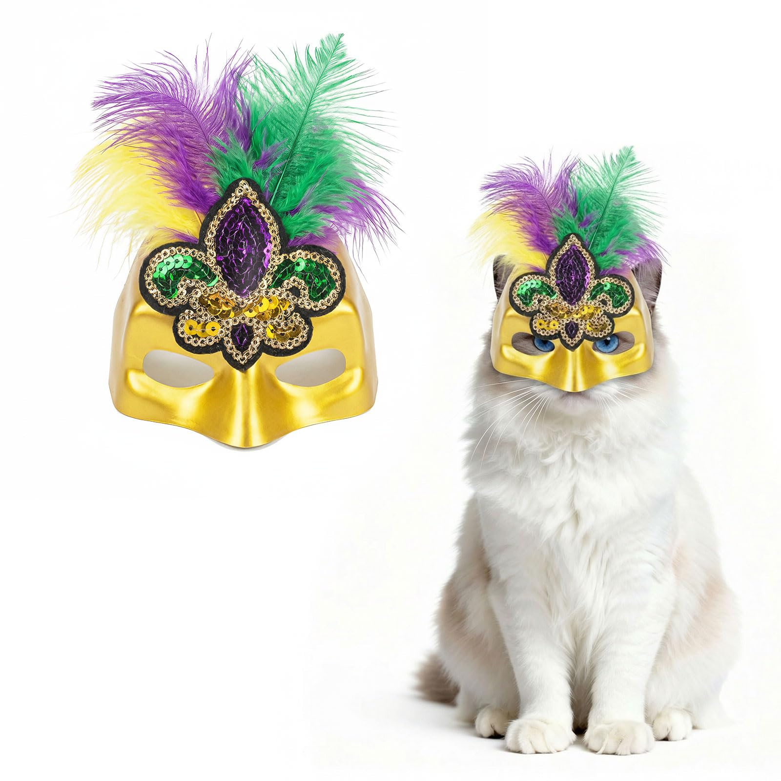 Pet Mask Wholesale - Mardi Gras Feather Pet Mask for Parties