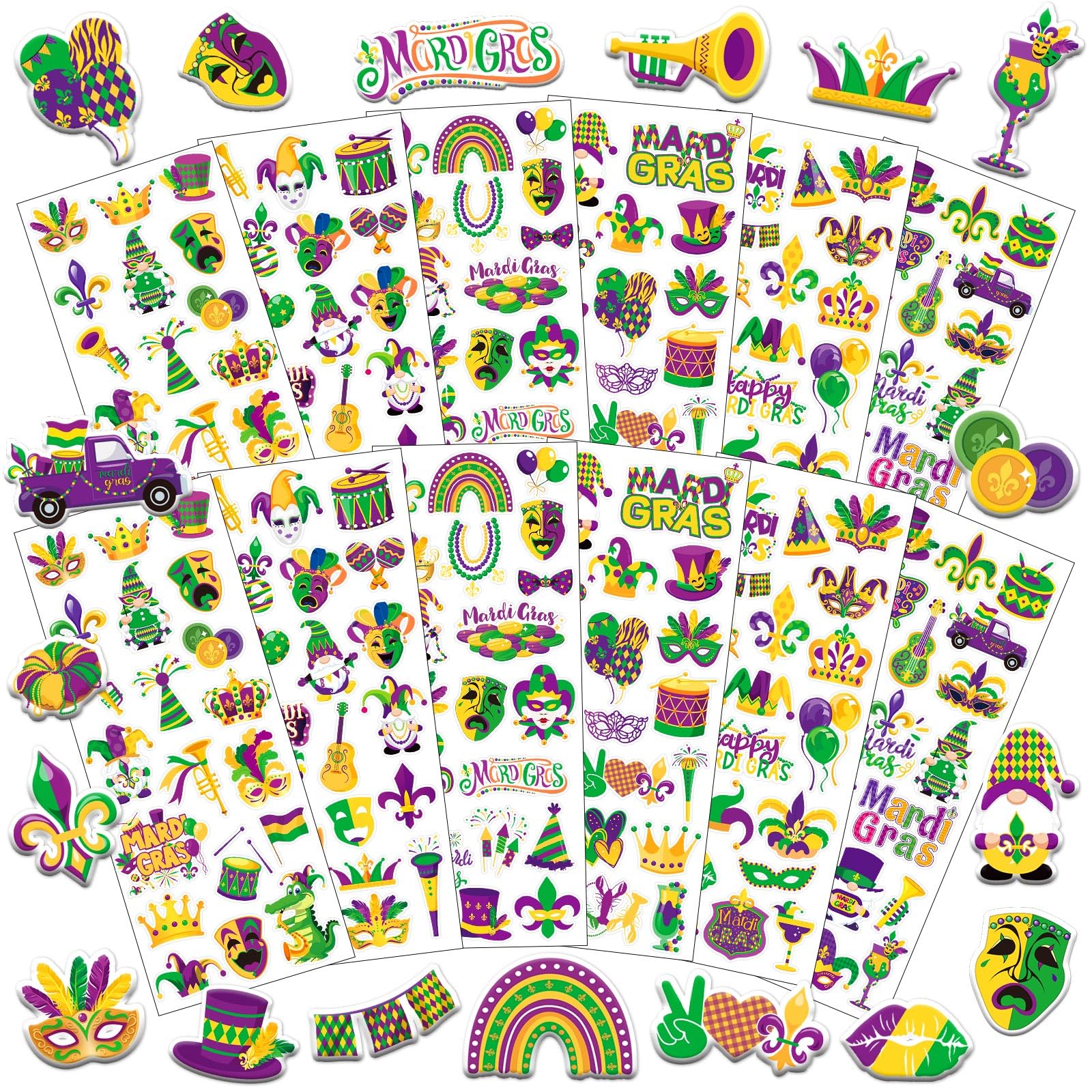 Puffy Stickers Manufacturer - Mardi Gras 3D Carnival Puffy Stickers