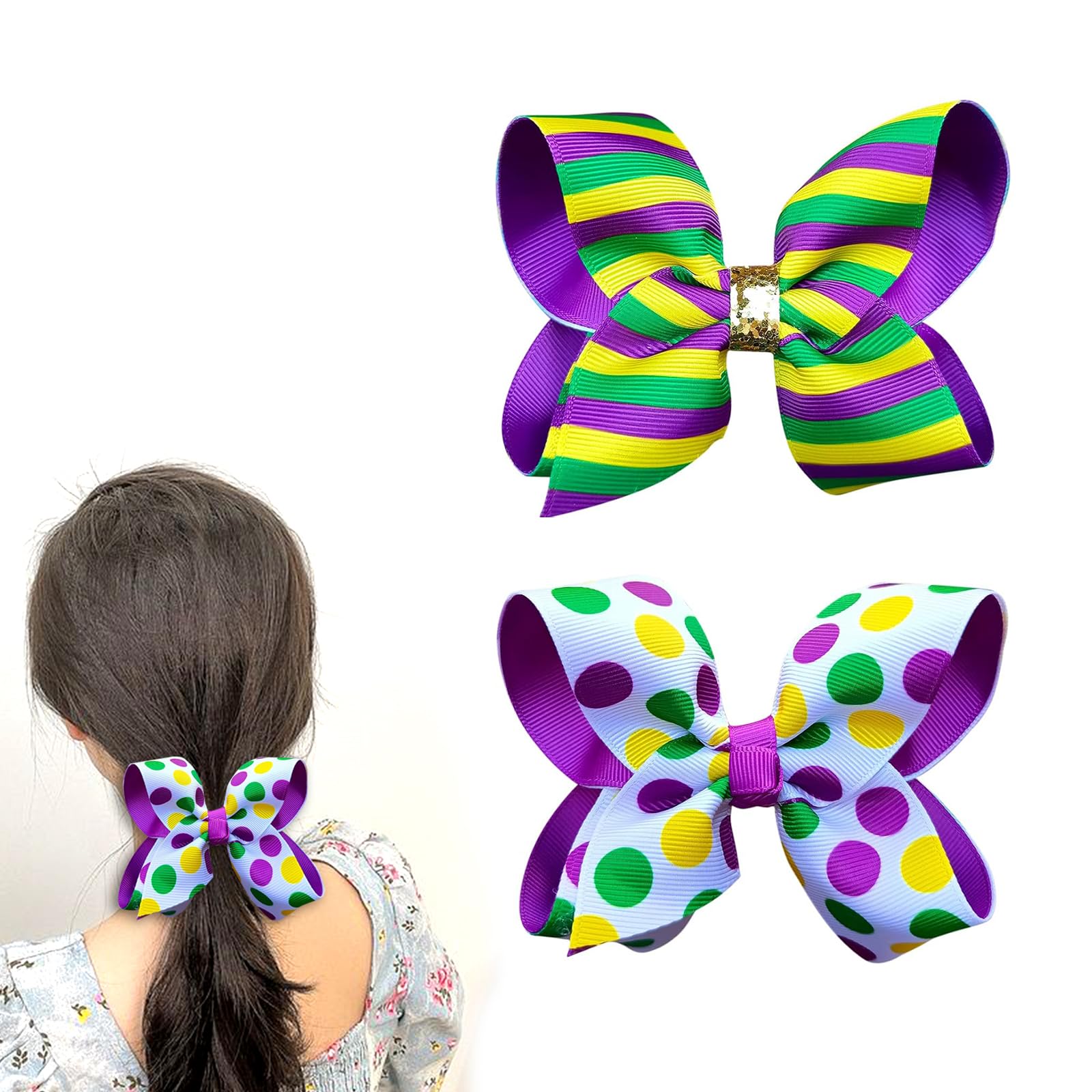 Hair Bow Manufacturer - Vibrant Mardi Gras Hair Bows for Festive Events