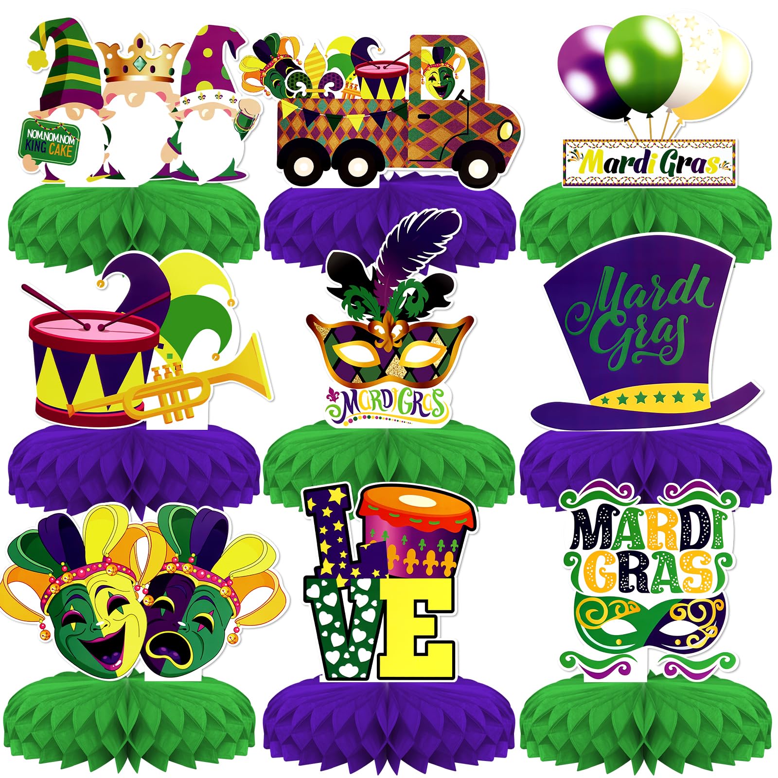 Honeycomb Centerpieces Wholesale - Mardi Gras Table Decorations