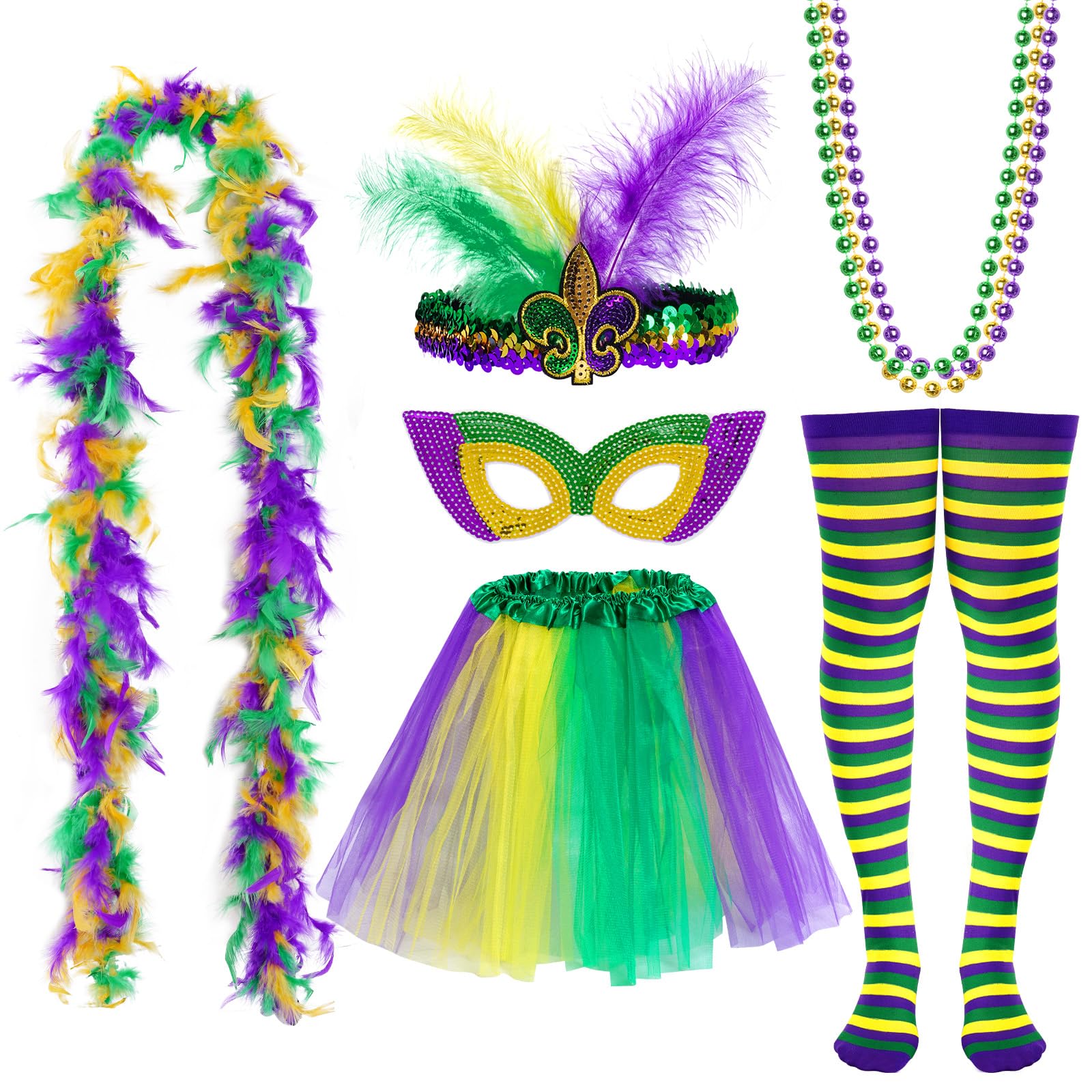 Masquerade Accessories Manufacturer - Vibrant Mardi Gras Costume Set for Festive Parties