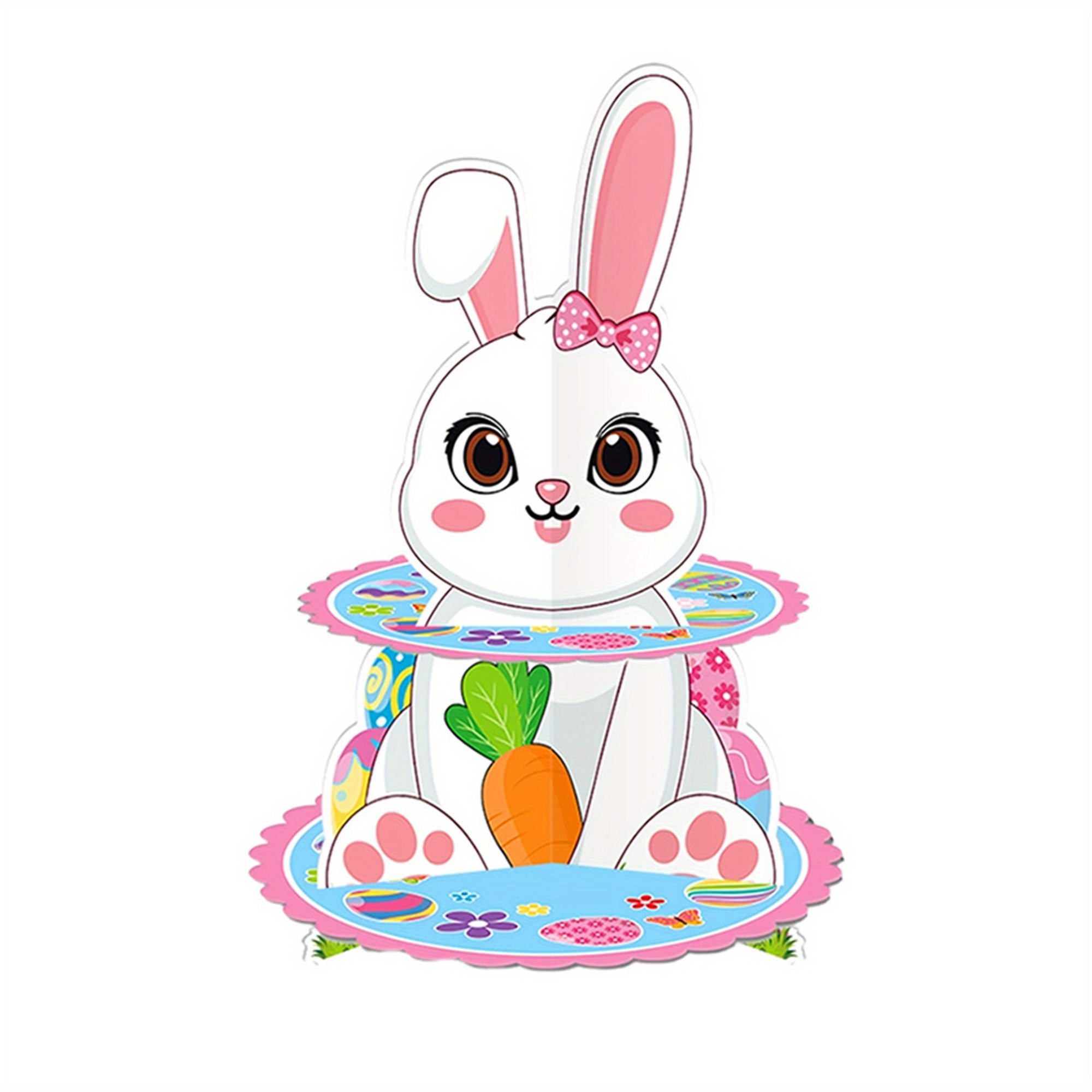 Wholesale Cupcake Stand Manufacturer - 2-Tier Easter Bunny Egg Dessert Tower