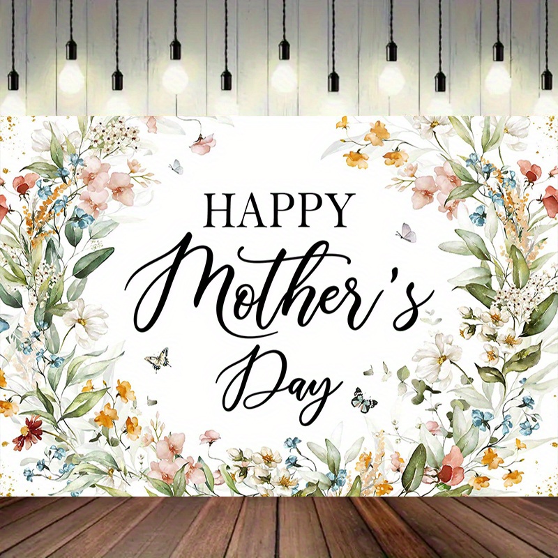 Backdrop Supplier - Happy Mother's Day Floral Polyester Backdrop