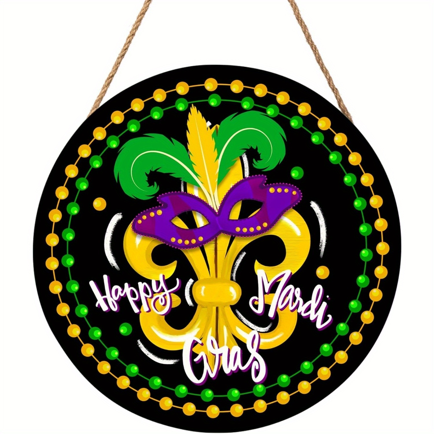 Custom Wooden Sign Supplier - Mardi Gras Door Hanger Wreath