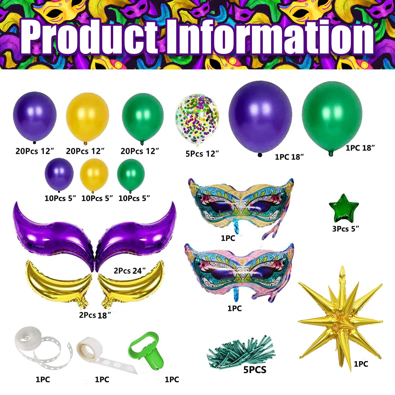 Wholesale Balloon Arch Kit - Mardi Gras Garland Decorations - Image 7