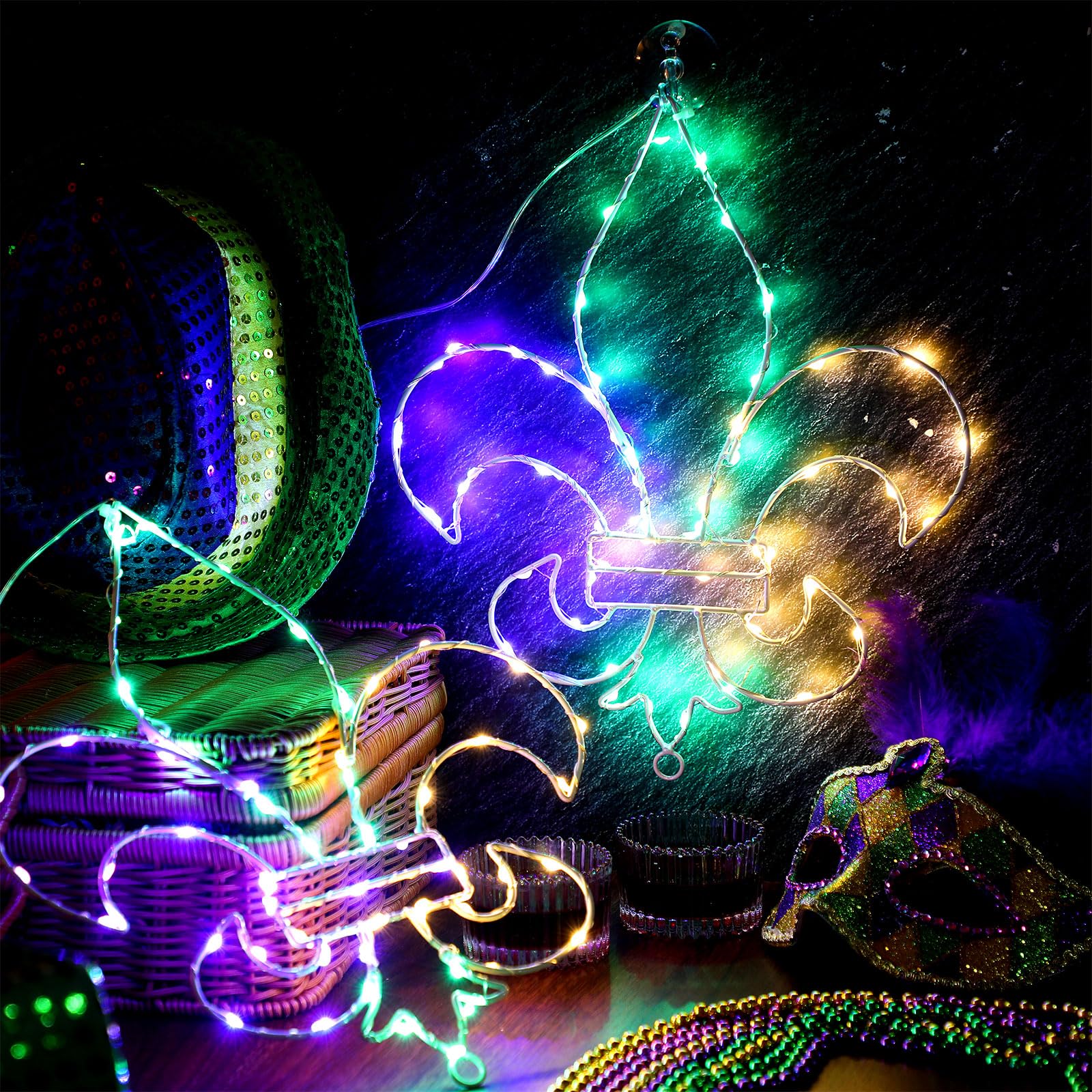 Mardi Gras Lights Wholesale - Vibrant Window Hanging Lights with Remote - Image 6