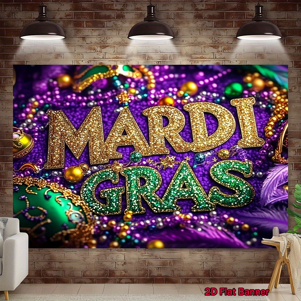 Custom Backdrop Wholesale - Vibrant Mardi Gras Party Banner