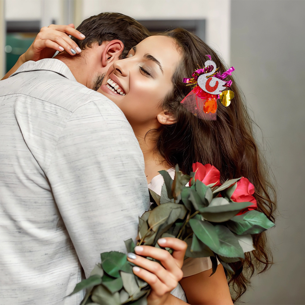 Custom Hair Accessories Manufacturer - Valentine's Day Glitter Party Hair Clips - Image 4