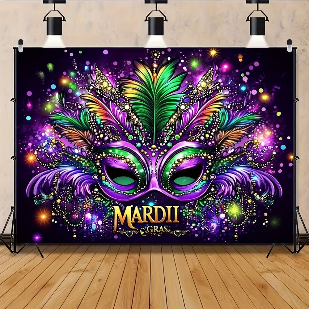 Backdrop Wholesale - Mardi Gras Masquerade Party Backdrop