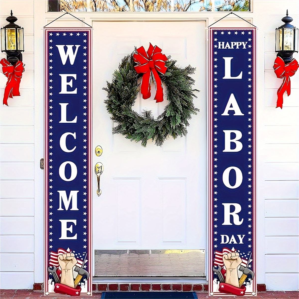 Hanging Banner Manufacturer - Labor Day Porch Patriotic Door Hanging Banner