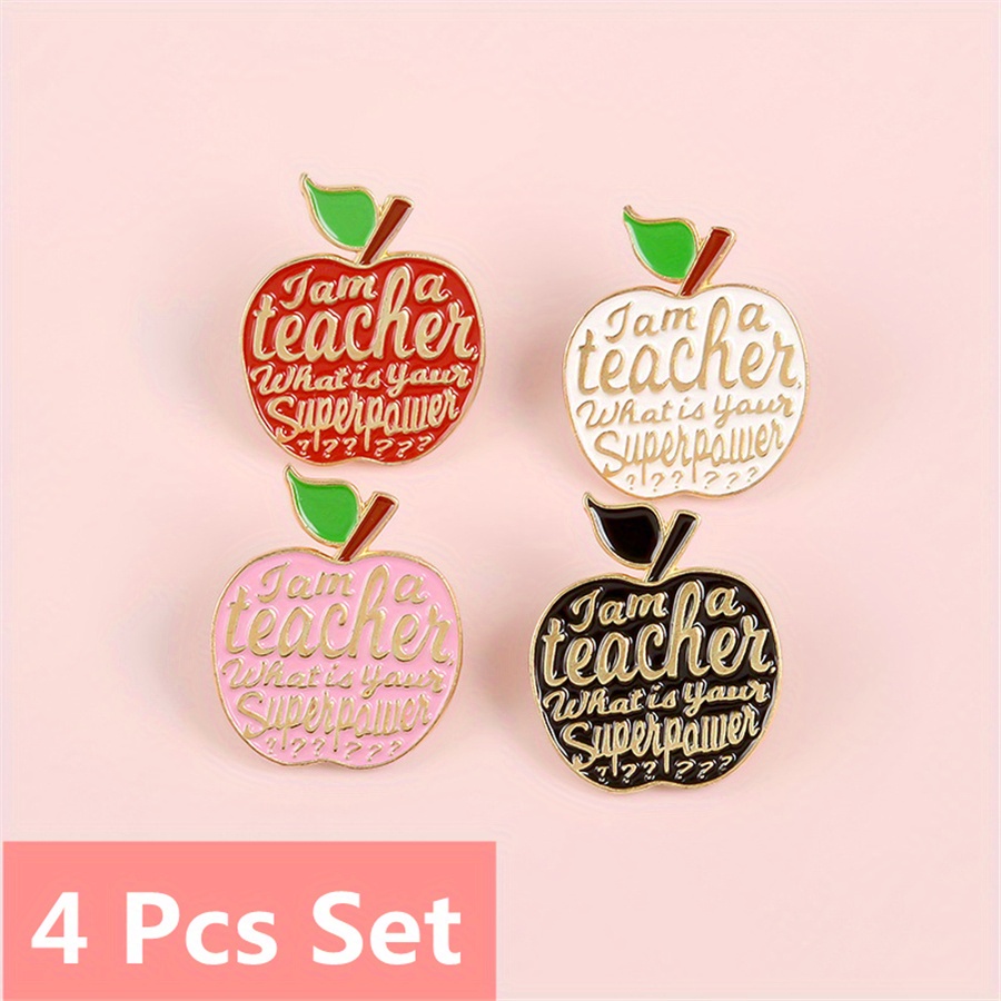 Custom Pins Manufacturer - Teacher Appreciation Apple Brooch Set