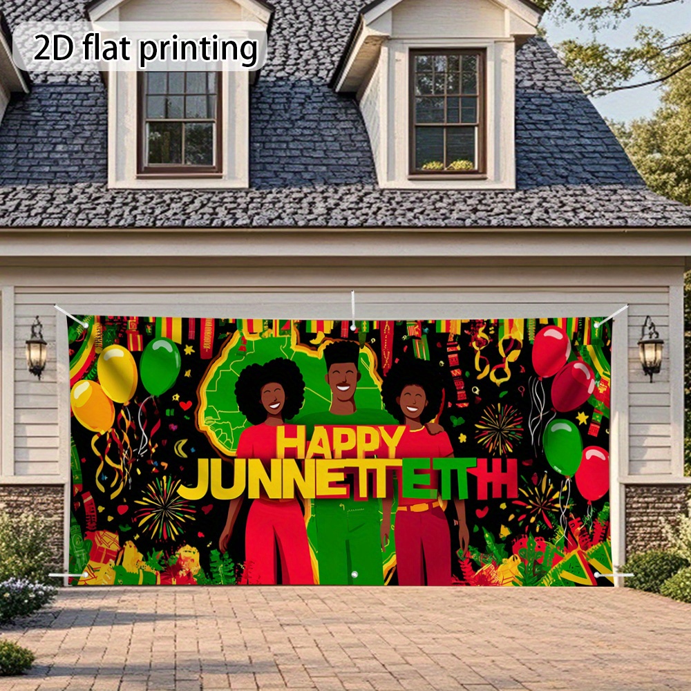 Banner Wholesale Supplier - Happy Juneteenth Garage Door Celebration Banner