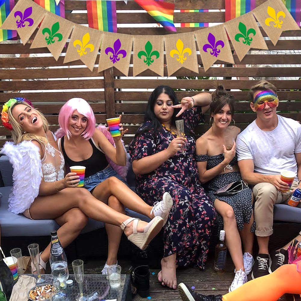 Wholesale Burlap Banner - Durable Mardi Gras Fleur-de-Lis Party Decoration - Image 4