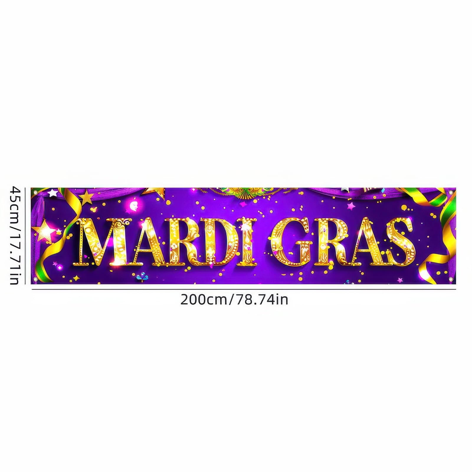 Custom Banner Manufacturer - Vibrant Mardi Gras Party Hanging Banner - Image 5