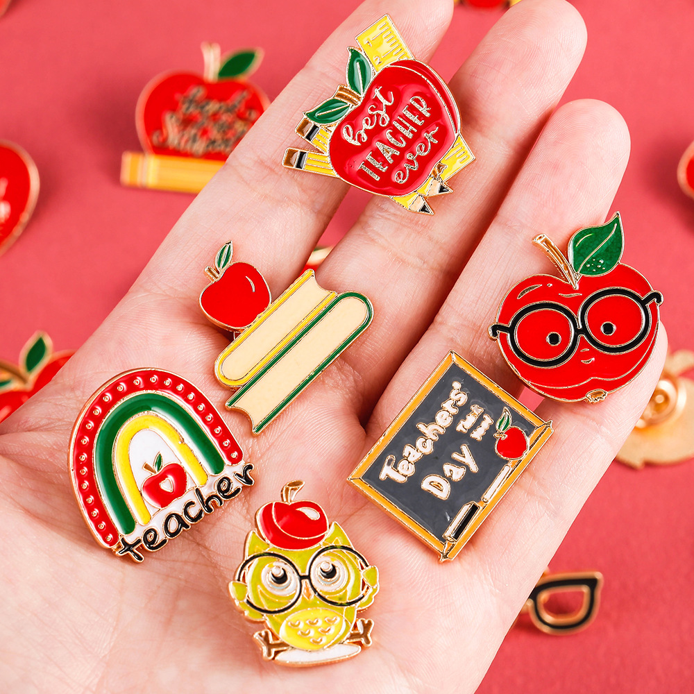 Custom Enamel Pins Wholesale - Teacher Appreciation Apple Brooch Pins
