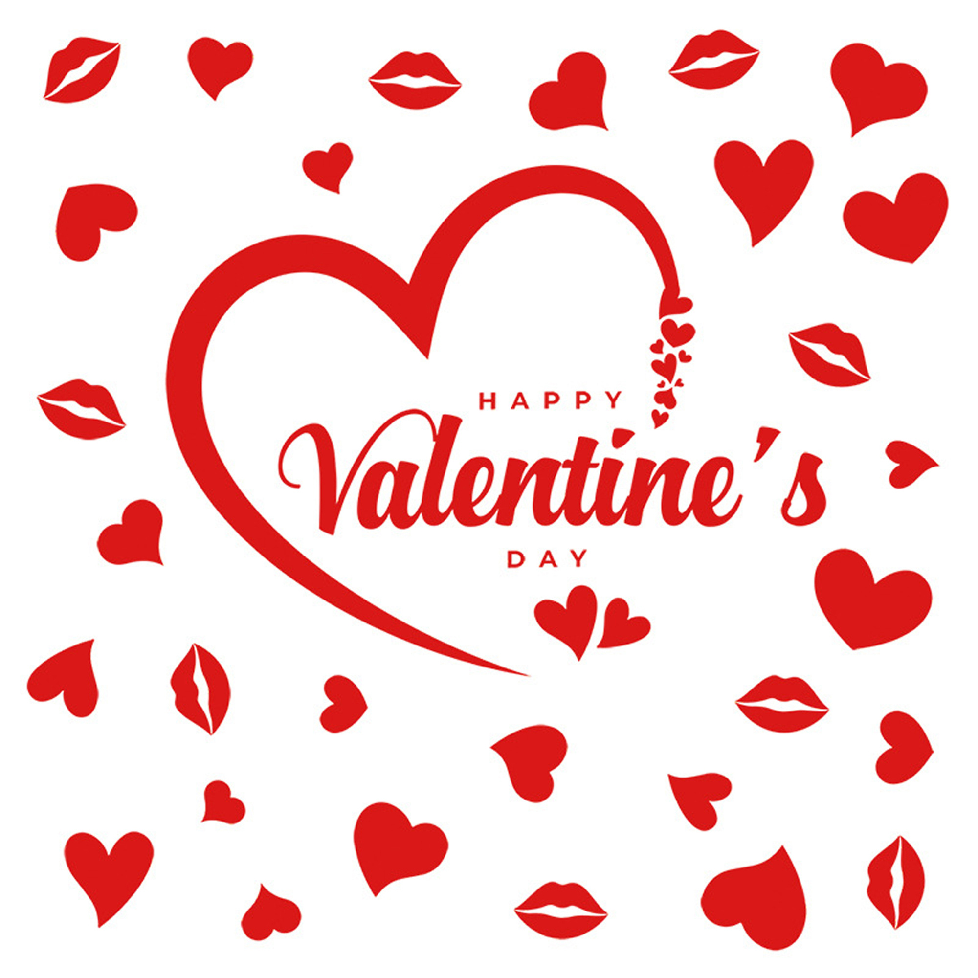 Custom Window Clings Supplier - Valentine's Day Heart Lips Static Clings