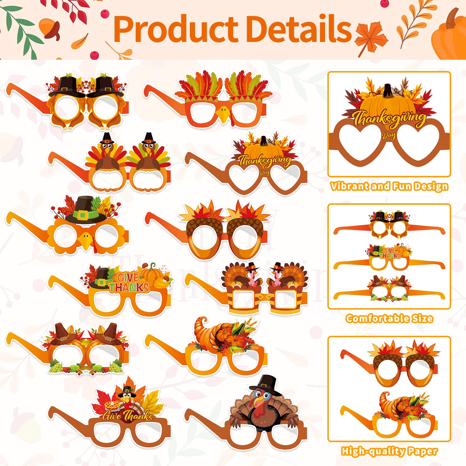 Paper Glasses Manufacturer - Thanksgiving Turkey Photo Booth Props - Image 7